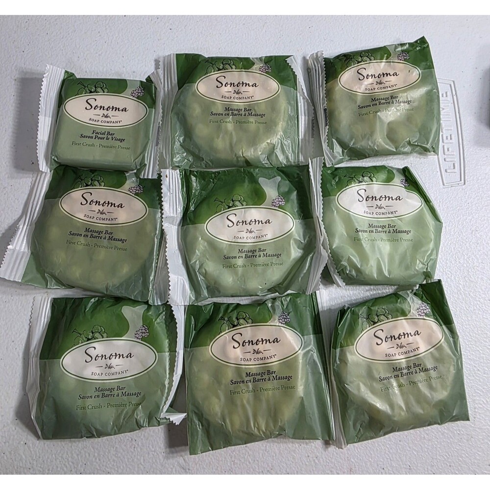 Lot Of 8 Sonoma Soap Company Massage Soaps 1 Facial Bar First Crush Travel Size